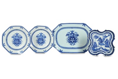 Lot 517 - FOUR CHINESE BLUE AND WHITE DISHES. Qing...
