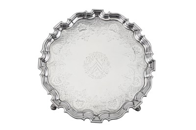 Lot 262 - A George II sterling silver salver, London...