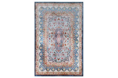 Lot 12 - VERY FINE SIGNED SILK QIM RUG, CENTRAL PERSIA...