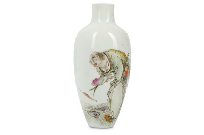 Lot 271 - A CHINESE FAMILLE ROSE 'LOHAN' VASE. Republic...