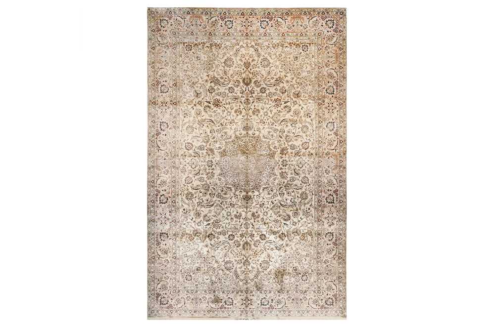 Lot 38 - A VERY FINE SIGNED SILK  ISFAHAN CARPET,...