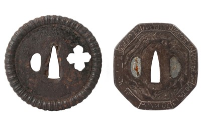 Lot 1008 - TWO RARE IRON NAMBAN TSUBA. Edo period. A...