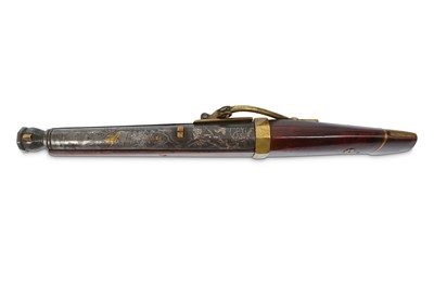 Lot 1004 - A MATCHLOCK GUN. Edo period. The iron...