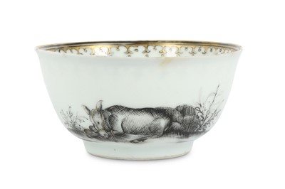 Lot 419 - A CHINESE EN GRISAILLE ‘NATIVITY’ TEA BOWL....