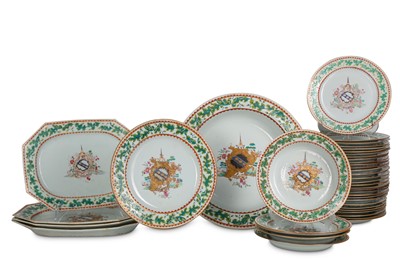 Lot 572 - A CHINESE FAMILLE ROSE PART DINNER SERVICE....