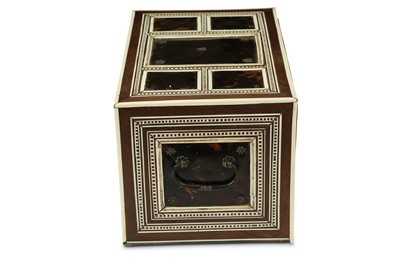 Lot 231 - λ A WOODEN INDO-PORTUGUESE TORTOISESHELL AND IVORY-INLAID CABINET