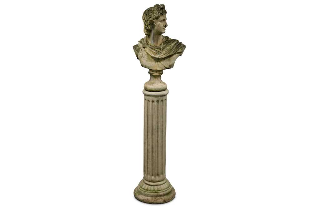 Lot 326 - A reconstituted stone bust of the Apollo...