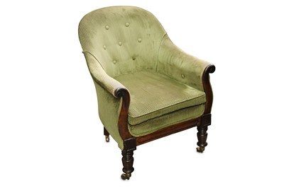 Lot 320 - A William IV mahogany saddle back armchair,...