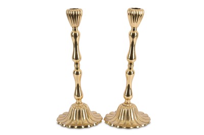Lot 236 - A pair of 20th Century tall  brass...