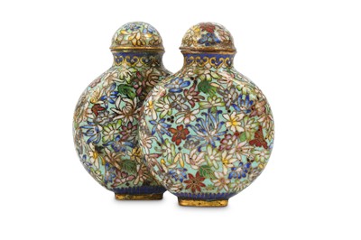 Lot 877 - A CHINESE CLOISONNÉ DOUBLE 'MILLE FLEUR' SNUFF...