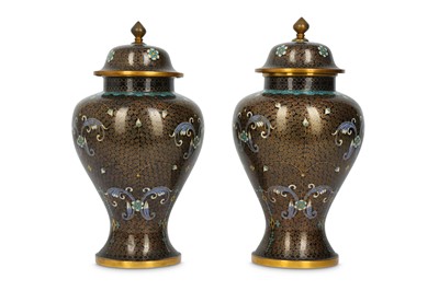 Lot 784 - A PAIR OF CHINESE CLOISONNÉ VASES AND COVERS. ...