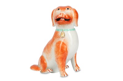 Lot 477 - A CHINESE FAMILLE ROSE MODEL OF A SPANIEL....