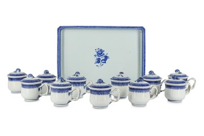 Lot 511 - A SET OF ELEVEN CHINESE BLUE AND WHITE CUSTARD...