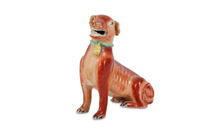 Lot 473 - A CHINESE FAMILLE ROSE MODEL OF A HOUND. Qing...