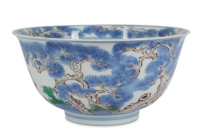 Lot 257 - A CHINESE WUCAI 'SAGES' BOWL. Qing Dynasty,...