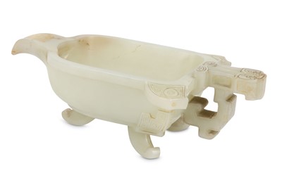 Lot 226 - A CHINESE WHITE JADE POURING VESSEL. Qing...