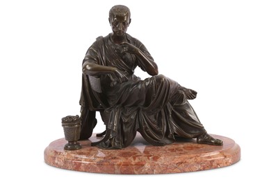 Lot 253 - A 19th Century bronze figure of a seated Roman...