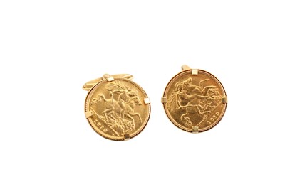 Lot 5 - A pair of cufflinks, Each mounted with a...