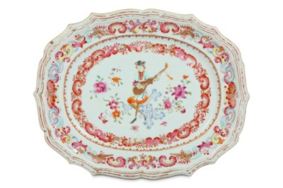 Lot 396 - A CHINESE FAMILLE ROSE 'LYRE PLAYER' MEAT DISH....