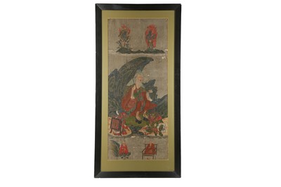 Lot 1028 - A FRAMED PAINTING OF ENNO GYOJA. Edo period....