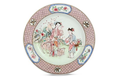 Lot 364 - A CHINESE FAMILLE ROSE 'IMMORTAL MAIDENS' DISH....