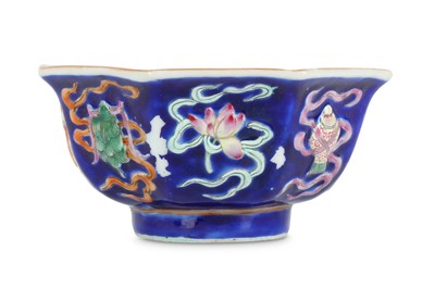 Lot 798 - A CHINESE FAMILLE ROSE 'BAJIXIANG’ BLUE-GROUND...