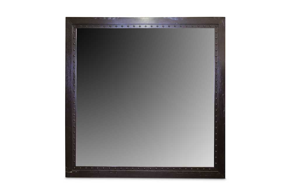 Lot 338 - A large contemporary square mirror with a faux...