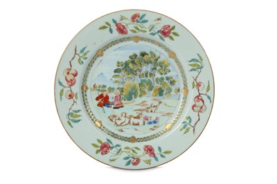 Lot 370 - A CHINESE FAMILLE ROSE ‘GOAT SHEPHERDS’ DISH....