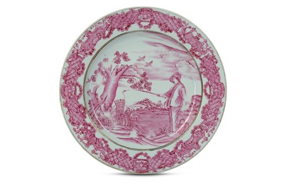 Lot 376 - A CHINESE FAMILLE ROSE ‘LE PÊCHEUR’ DISH. ...