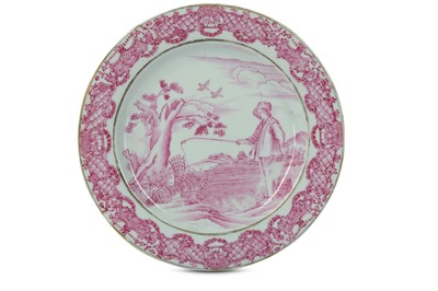 Lot 377 - A CHINESE FAMILLE ROSE ‘LE PÊCHEUR’ DISH. ...