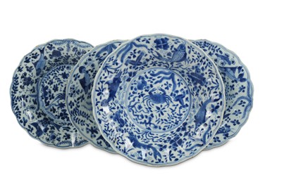 Lot 489 - A SET OF FOUR CHINESE BLUE AND WHITE ‘CRAB’...
