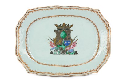 Lot 567 - A CHINESE FAMILLE ROSE ARMORIAL MEAT DISH....