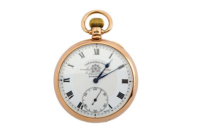 Lot 313 - THO's RUSSELL & SONS. A 9K ROSE GOLD OPEN FACE...