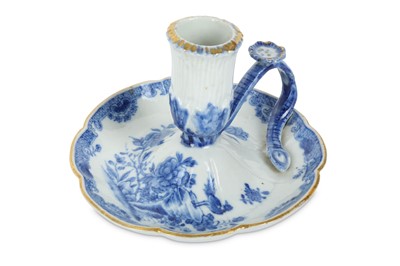 Lot 438 - A CHINESE BLUE AND WHITE CHAMBER CANDLE STICK....