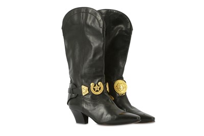 Lot 709 - Gianni Versace Cowboy Boots, 1990s, black...