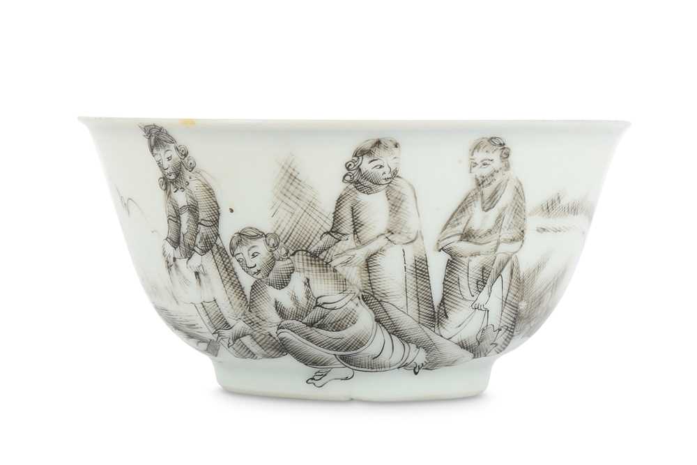 Lot 420 - A CHINESE EN GRISAILLE 'MOSES AT THE NILE’ TEA...