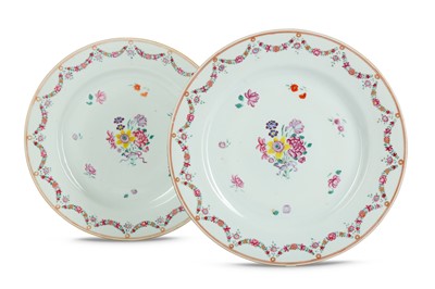 Lot 805 - A PAIR OF CHINESE FAMILLE ROSE DISHES.  Qing...