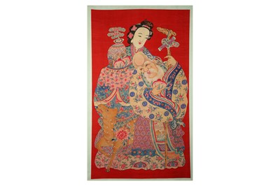 Lot 625 - A CHINESE RED-GROUND 'MAGU AND SHOULAO'...
