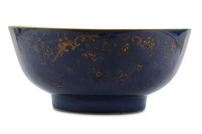 Lot 765 - A CHINESE GILT-DECORATED POWDER-BLUE PUNCH...