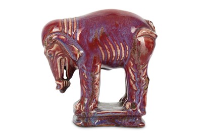 Lot 608 - A CHINESE FLAMBÉ-GLAZED MODEL OF AN ELEPHANT....