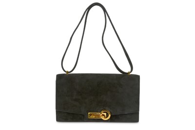 Lot 713 - Hermes Vintage Black Suede Shoulder Bag, c....