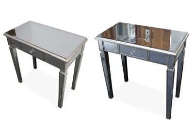 Lot 353 - A pair of contemporary mirror clad side tables,...