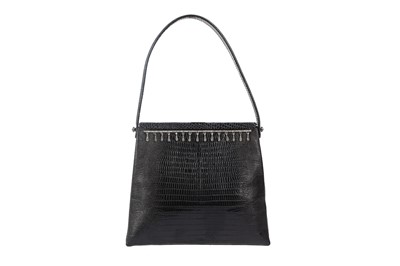 Lot 641 - Valentino Black Lizard Evening Bag, of small...