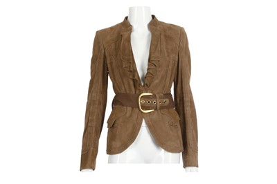 Lot 447 - Gucci Brown Suede Jacket, waterfall front and...