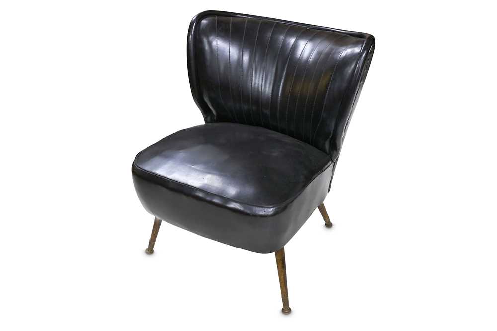 Lot 364 - A 1950's black black vinyl 'car seat' cocktail...