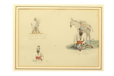 Lot 104 - TINTED SKETCHES OF ARABIC MEN  Possibly...