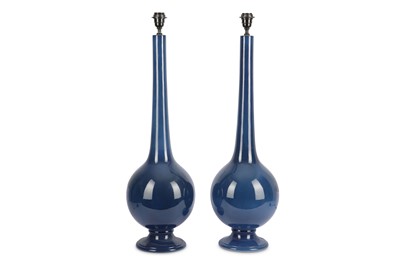 Lot 192 - A pair of blue glazed Christoper Wray table...