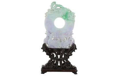 Lot 137 - A CHINESE LAVENDER JADEITE 'CHILONG AND...