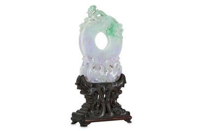 Lot 137 - A CHINESE LAVENDER JADEITE 'CHILONG AND...