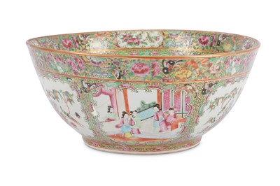 Lot 196 - A Chinese Canton famille rose punch bowl, Qing...